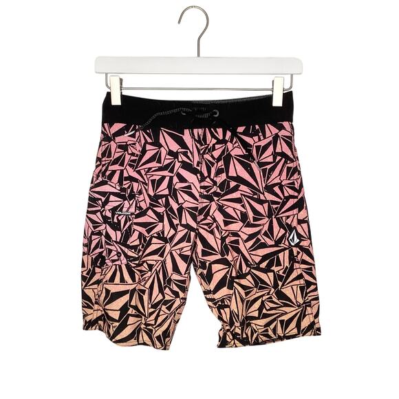 Volcom Mod Tech Pink Black Swim Suit Trunks Boys Medium - Picture 1 of 9